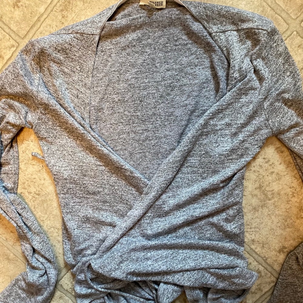 Wilfred free grey wrap sweater from aritzia